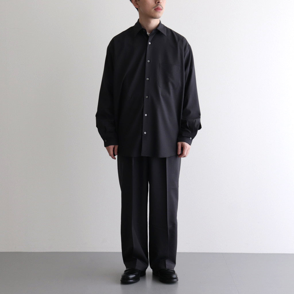 ORGANIC WOOL 2/80 TROPICAL COMFORT FIT SHIRT #CHARCOAL [A24A-14SH01C]