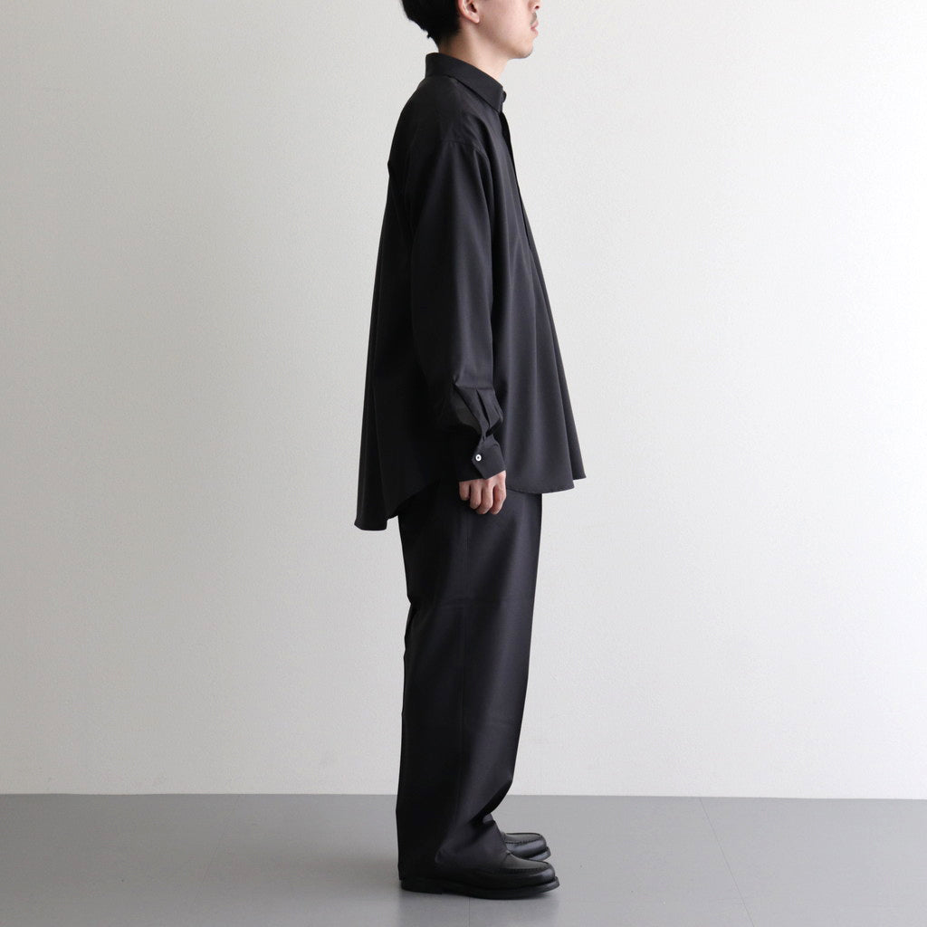ORGANIC WOOL 2/80 TROPICAL COMFORT FIT SHIRT #CHARCOAL [A24A