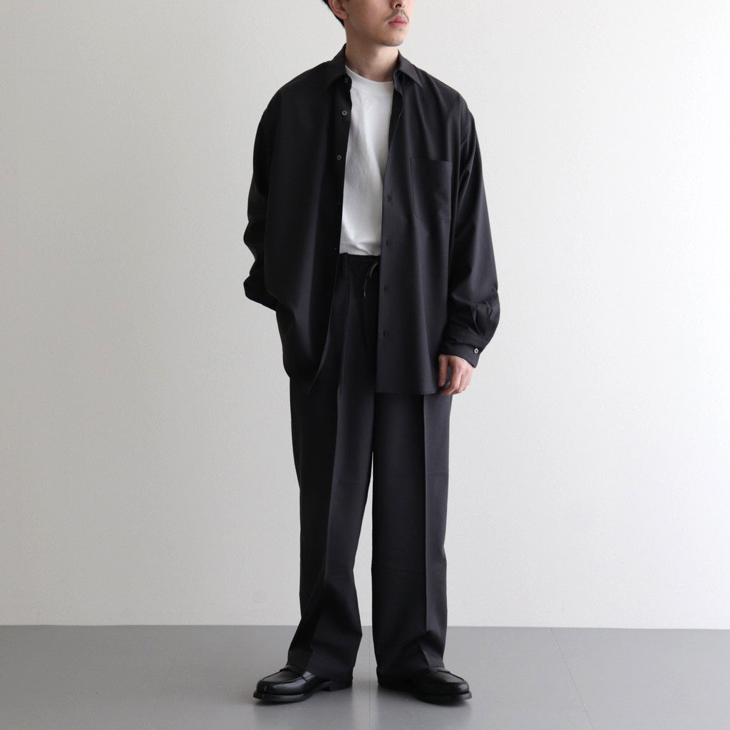 ORGANIC WOOL 2/80 TROPICAL COMFORT FIT SHIRT #CHARCOAL [A24A-14SH01C]