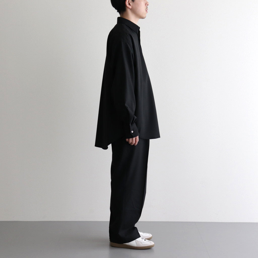 ORGANIC WOOL 2/80 TROPICAL COMFORT FIT SHIRT #BLACK [A24A-14SH01C]