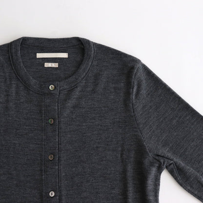 Wool Rib Cardigan #HeatherCharcoal [BHSW24F13]