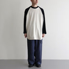 Co/Silk Nep Baseball Raglan Tee #Ivory-BODY×BlackNavy [BHS24S022]