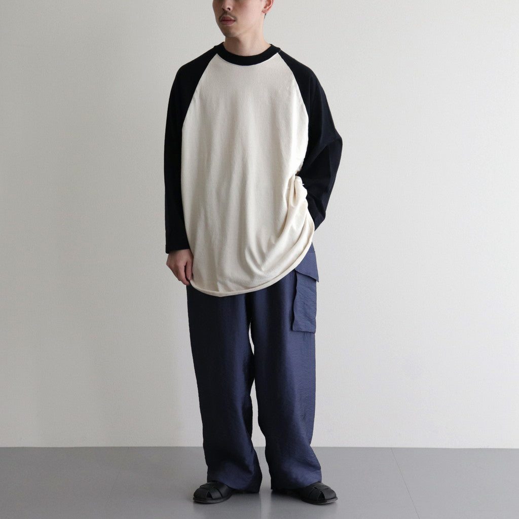 Co/Silk Nep Baseball Raglan Tee #Ivory-BODY×BlackNavy [BHS24S022]