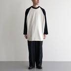 Co/Silk Nep Baseball Raglan Tee #Ivory-BODY×BlackNavy [BHS24S022]