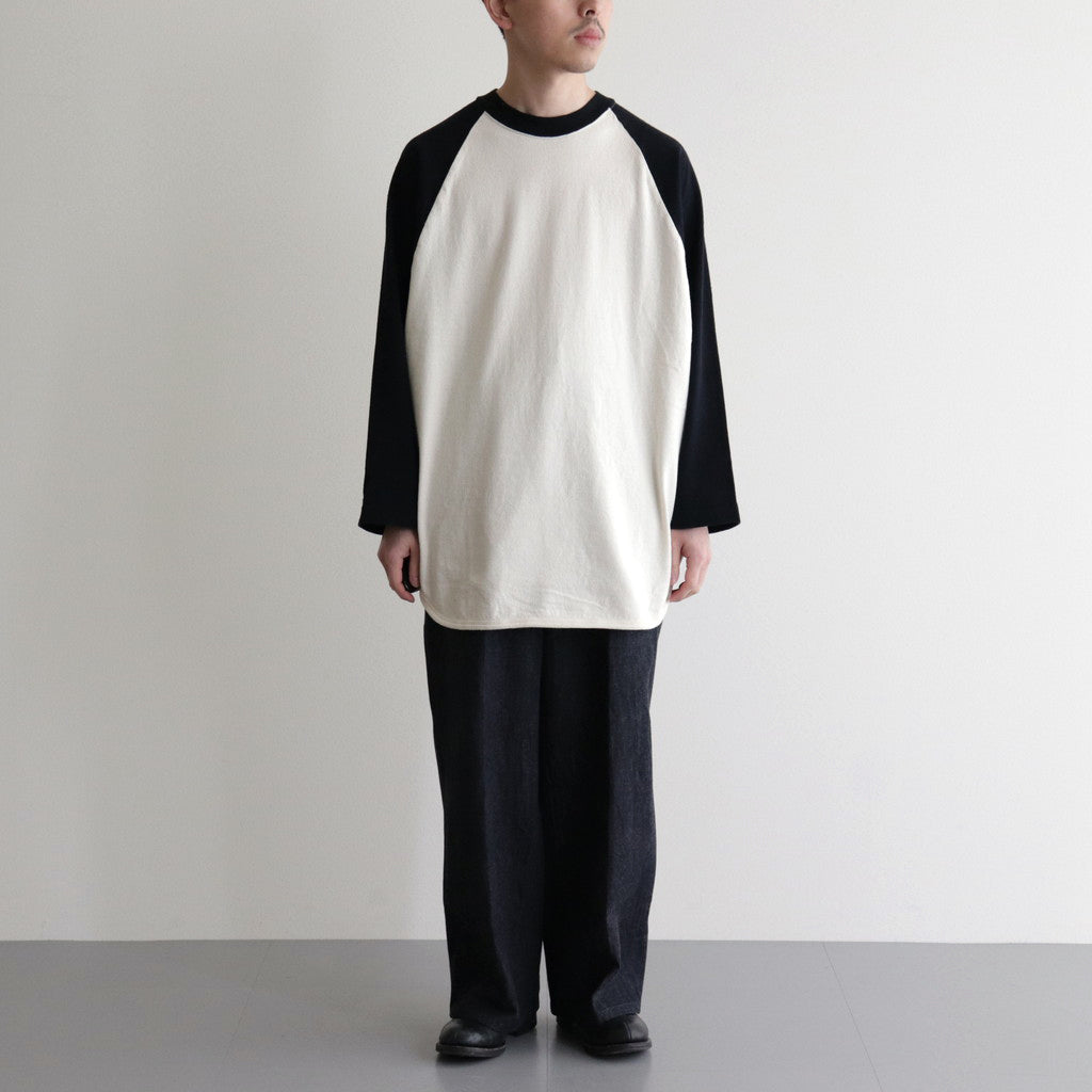Co/Silk Nep Baseball Raglan Tee #Ivory-BODY×BlackNavy [BHS24S022]