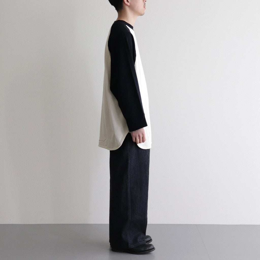 Co/Silk Nep Baseball Raglan Tee #Ivory-BODY×BlackNavy [BHS24S022]