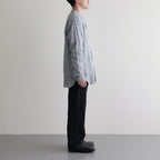 Grandad Collar Stripe Shirt #Navy Stripe [6041-1102]