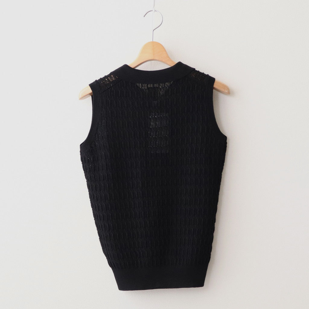 SHINE TWIST COTTON POLO SKIPPER #BLACK [BN-24SL-048]