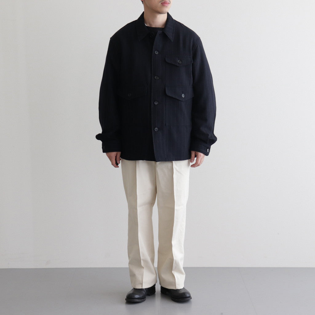W/CA HUNTING SHIRT JACKET #NAVY STRIPE. [PMAQ-SJ07]