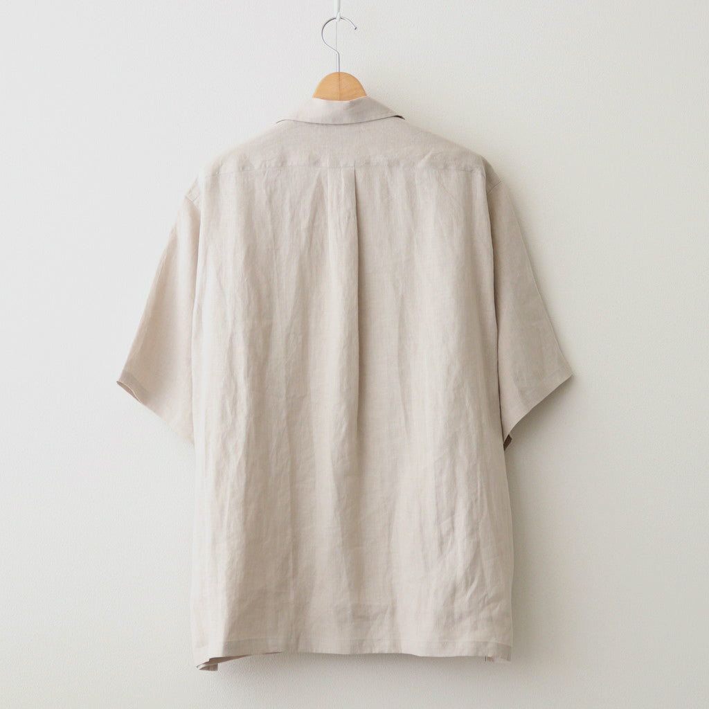 OPEN COLLAR WIDE SHIRT S/S #TAUPE [A24B-05SH01B]