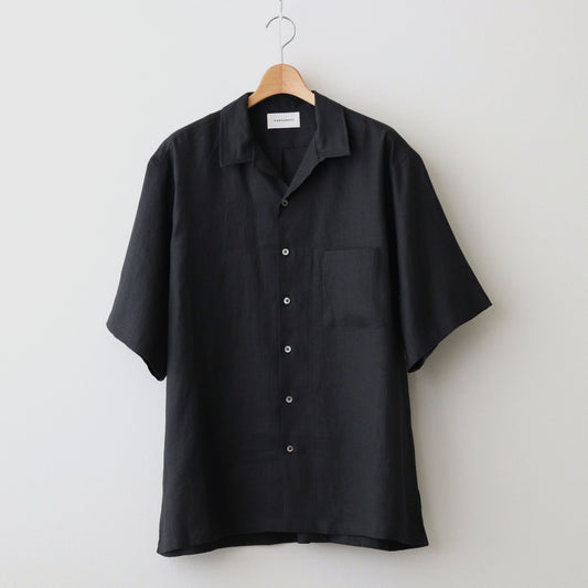 OPEN COLLAR WIDE SHIRT S/S #BLACK [A24B-05SH01B]