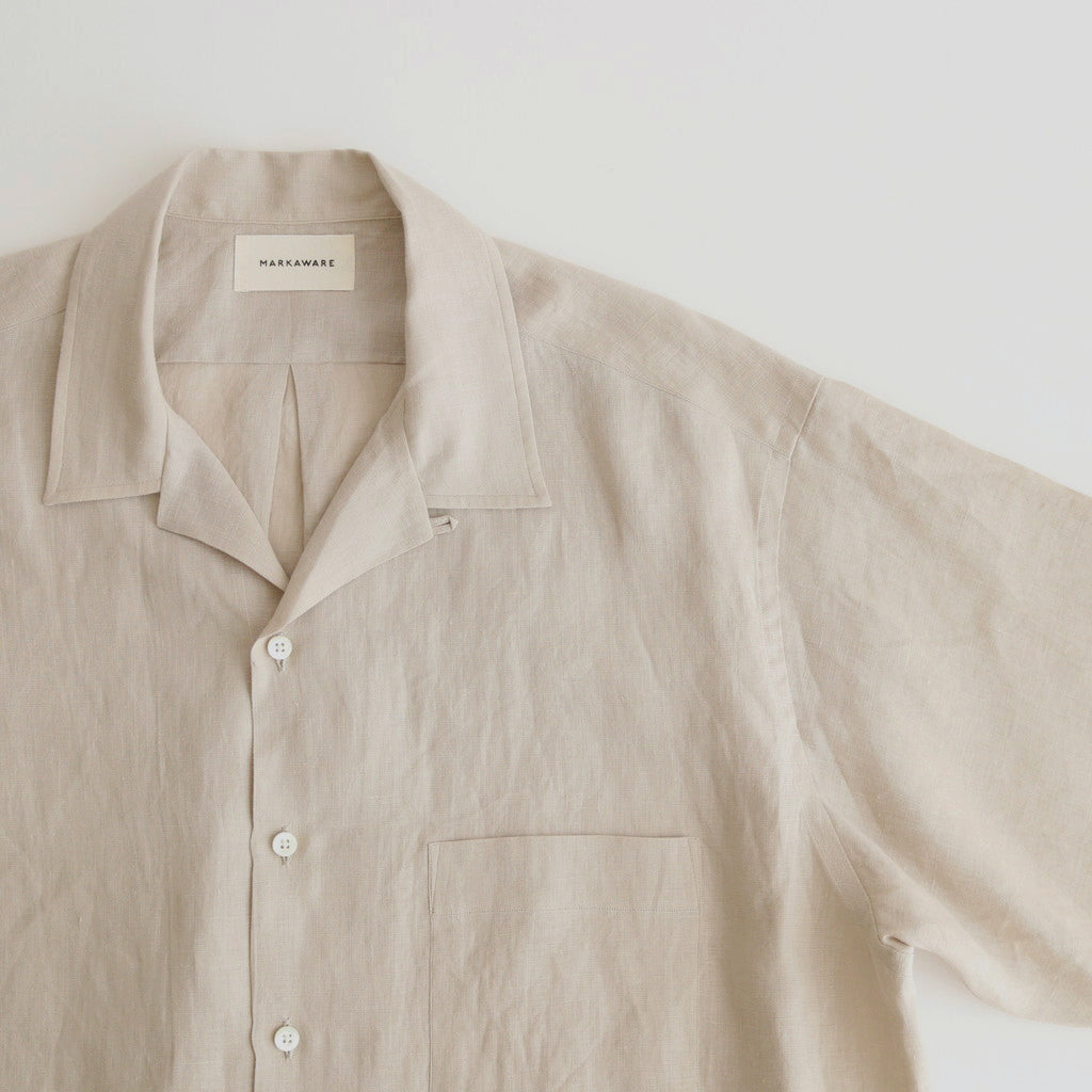 OPEN COLLAR WIDE SHIRT S/S #TAUPE [A24B-05SH01B]