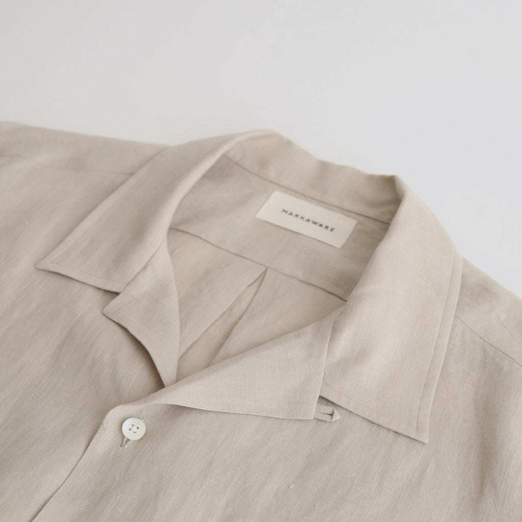 OPEN COLLAR WIDE SHIRT S/S #TAUPE [A24B-05SH01B]