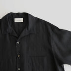 OPEN COLLAR WIDE SHIRT S/S #BLACK [A24B-05SH01B]