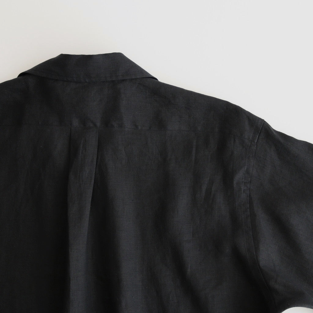 OPEN COLLAR WIDE SHIRT S/S #BLACK [A24B-05SH01B]