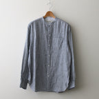 Grandad Collar Stripe Shirt #Navy Stripe [6041-1102]