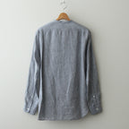 Grandad Collar Stripe Shirt #Navy Stripe [6041-1102]