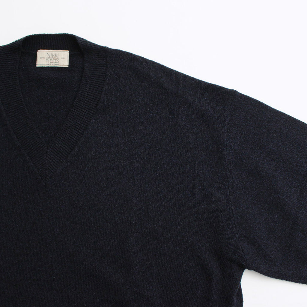 Co/Si V-neck Knit #Black×Navy [2024-N15]