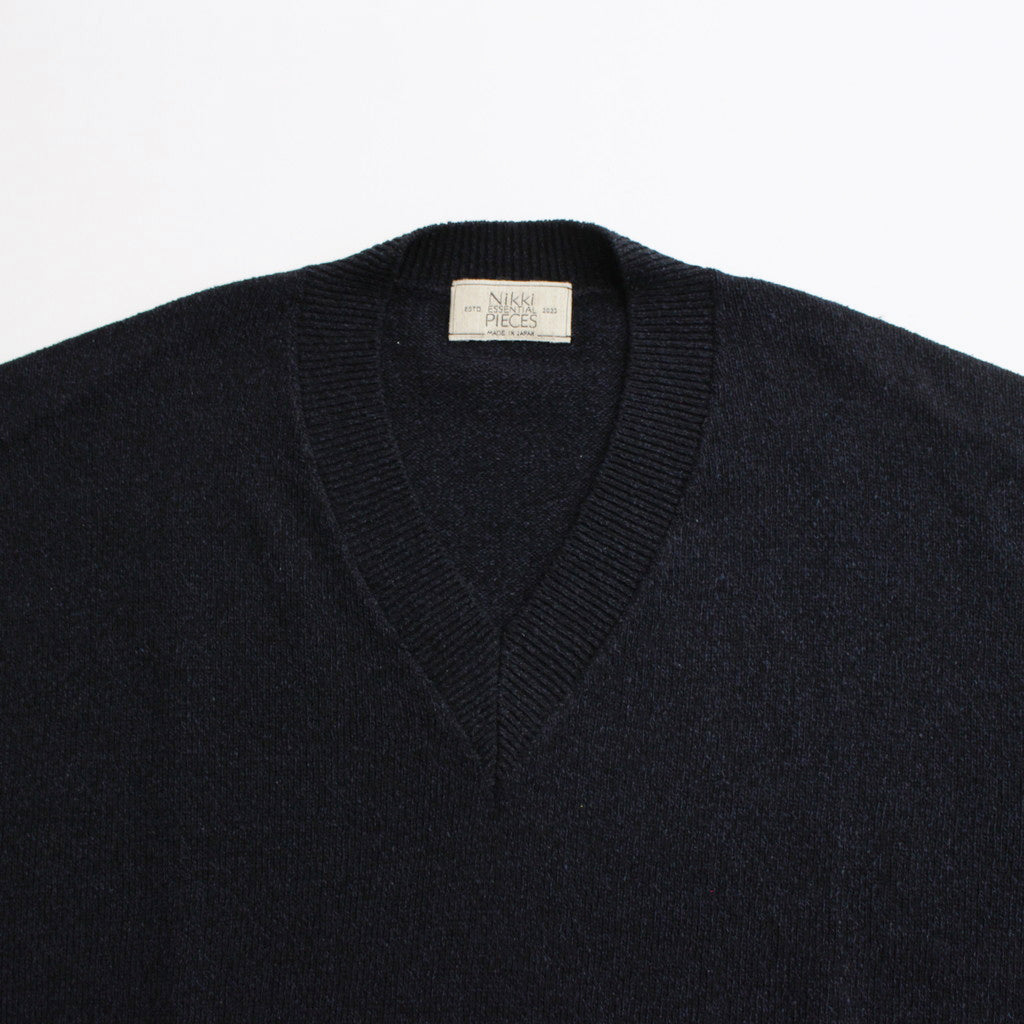 Co/Si V-neck Knit #Black×Navy [2024-N15]