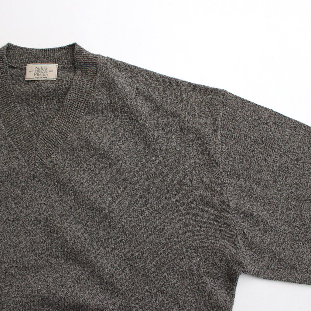 Co/Si V-neck Knit #Khaki×MIX Green [2024-N15]