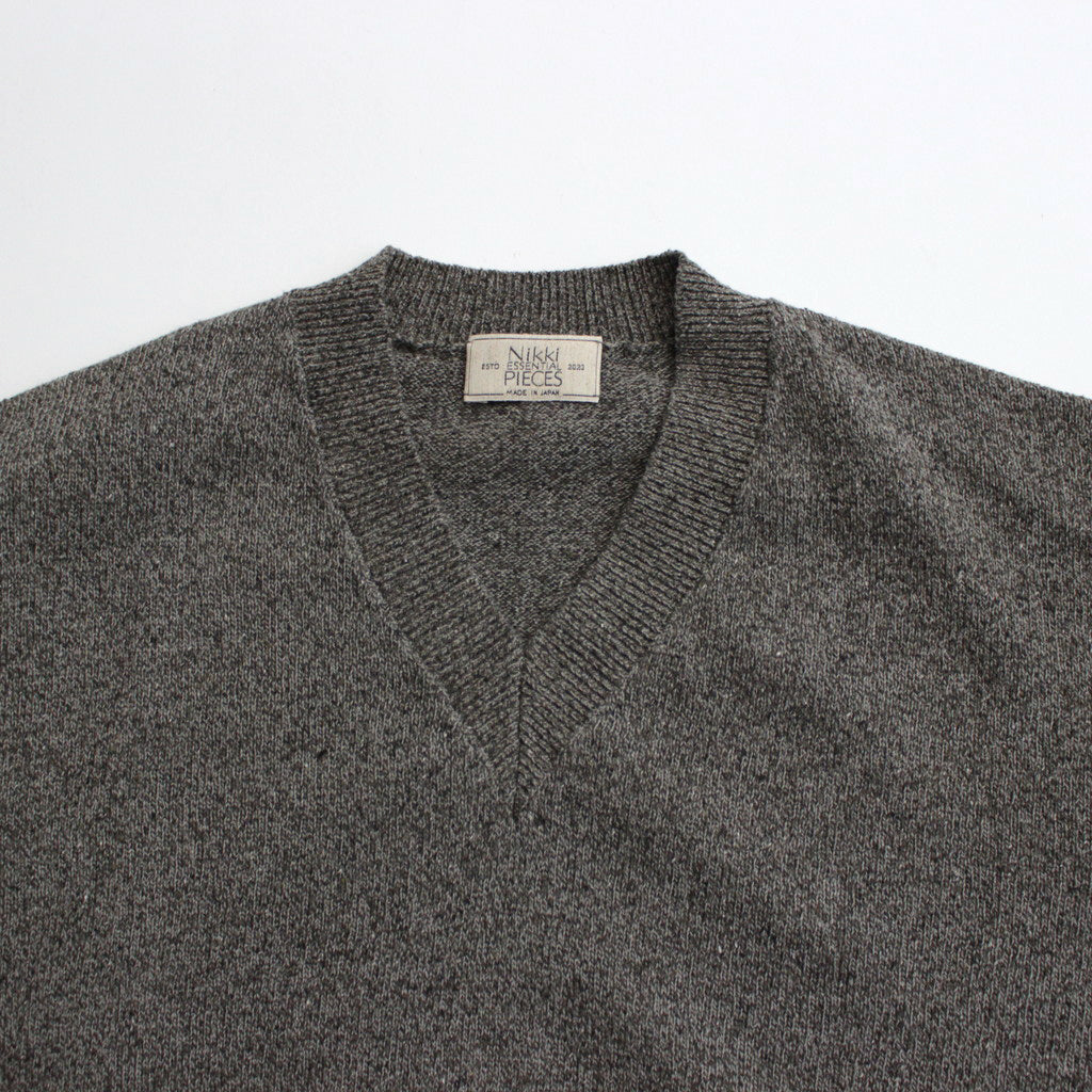 Co/Si V-neck Knit #Khaki×MIX Green [2024-N15]
