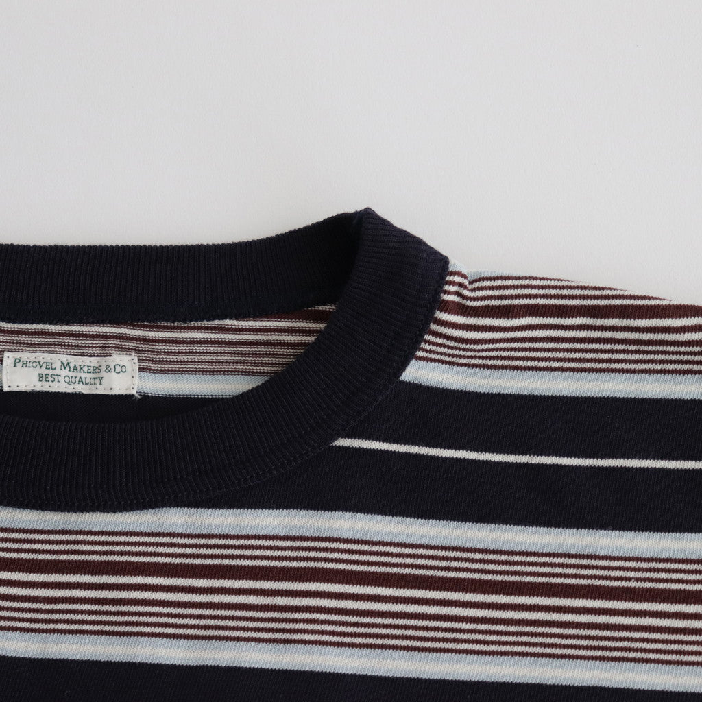 BORDER LS TOP #NAVY×BROWN [PMAR-CL02]