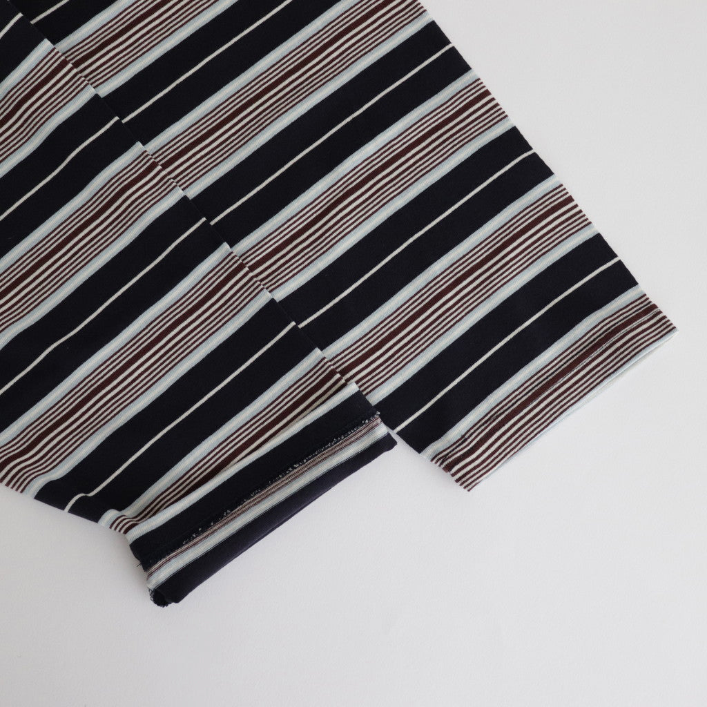 BORDER LS TOP #NAVY×BROWN [PMAR-CL02]