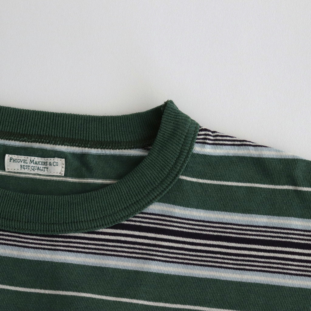 BORDER LS TOP #GREEN×NAVY [PMAR-CL02]