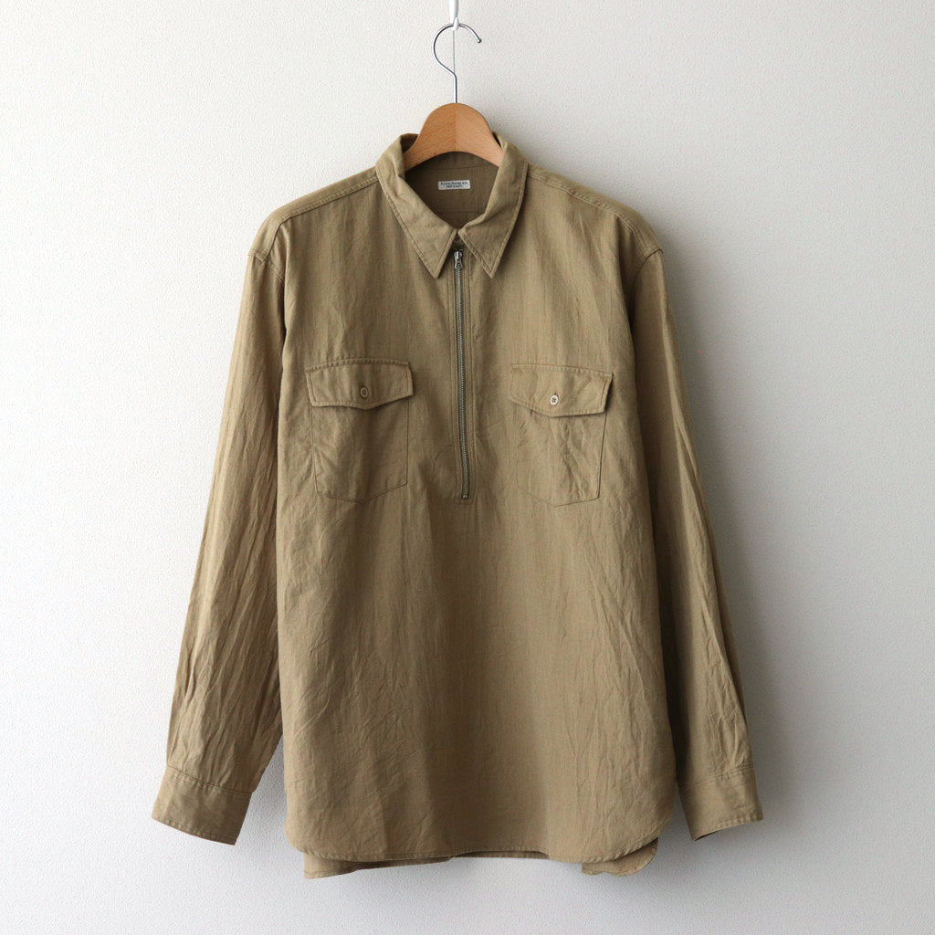 C/L HALF ZIP LS SHIRT #KHAKI BEIGE [PMAS-LS02]