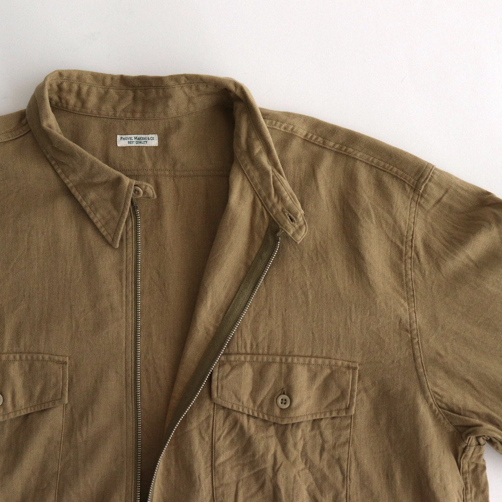 C/L HALF ZIP LS SHIRT #KHAKI BEIGE [PMAS-LS02]