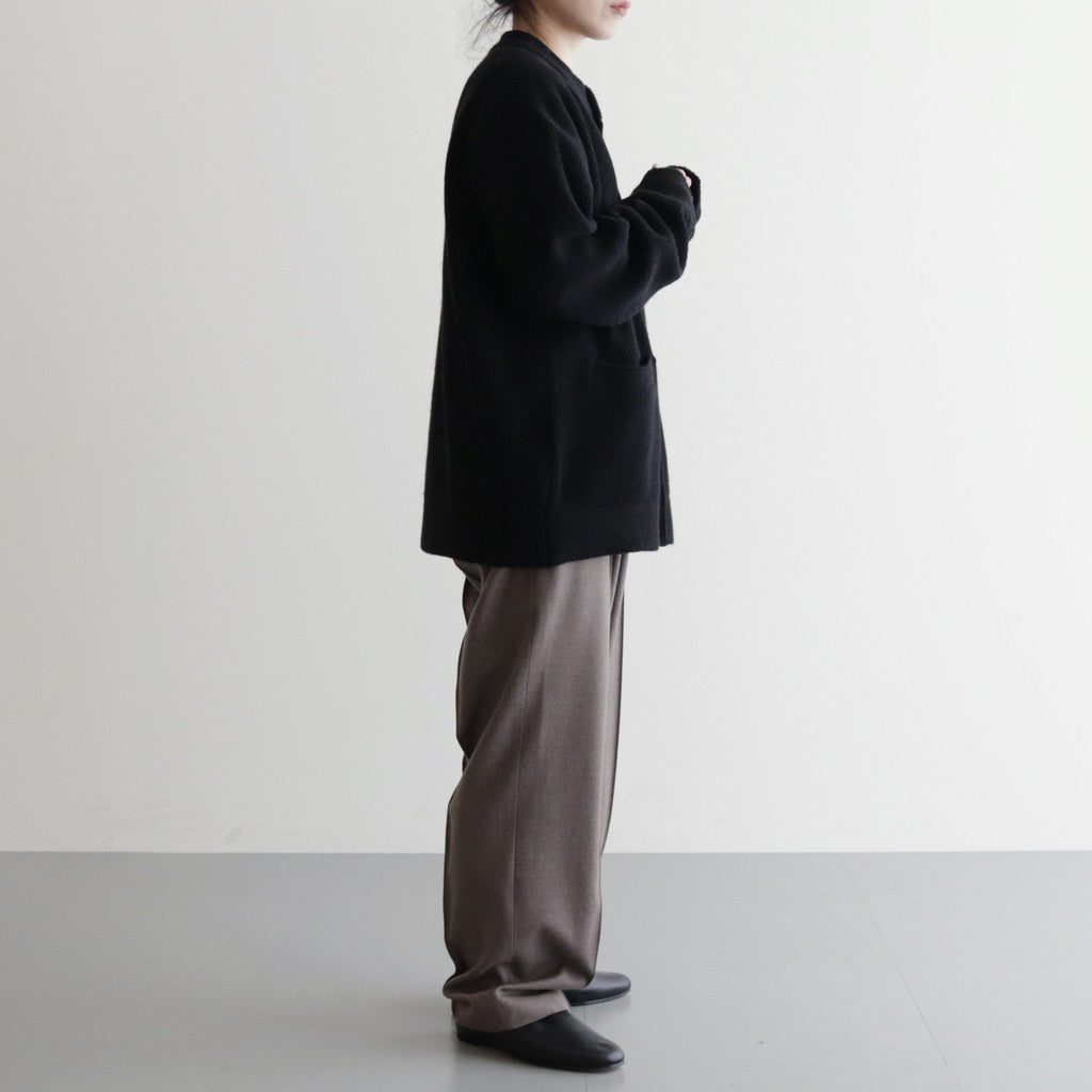 All-yak crewneck cardigan #Black×Navy [2023-N06]