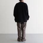 All-yak crewneck cardigan #Black×Navy [2023-N06]