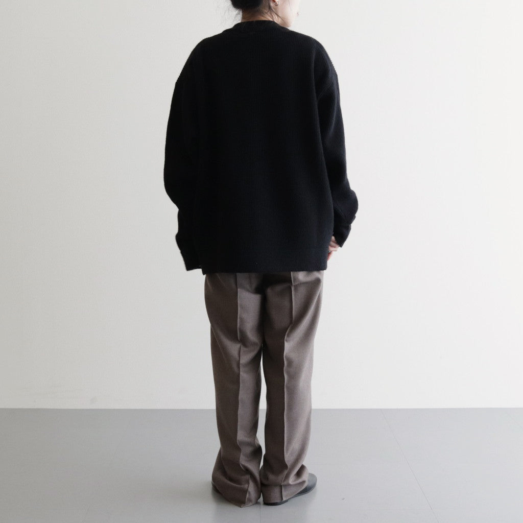 All-yak crewneck cardigan #Black×Navy [2023-N06]