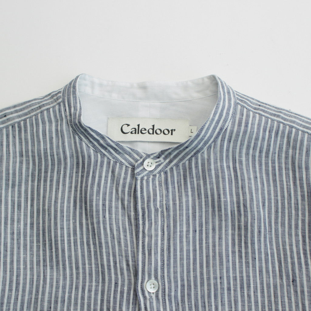 Grandad Collar Stripe Shirt #Navy Stripe [6041-1102]