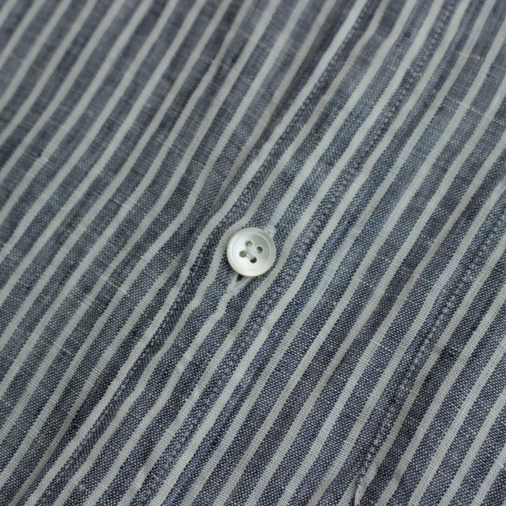 Grandad Collar Stripe Shirt #Navy Stripe [6041-1102]