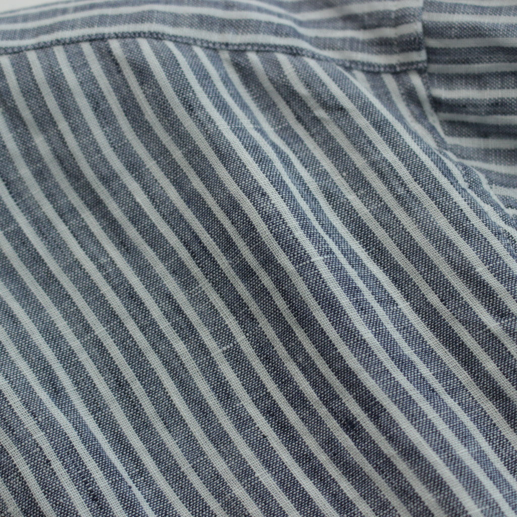 Grandad Collar Stripe Shirt #Navy Stripe [6041-1102]