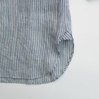 Grandad Collar Stripe Shirt #Navy Stripe [6041-1102]