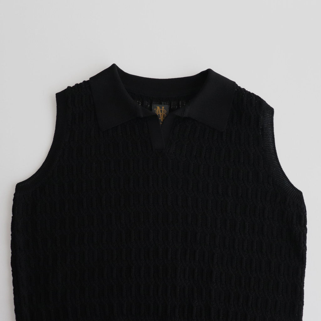 SHINE TWIST COTTON POLO SKIPPER #BLACK [BN-24SL-048]