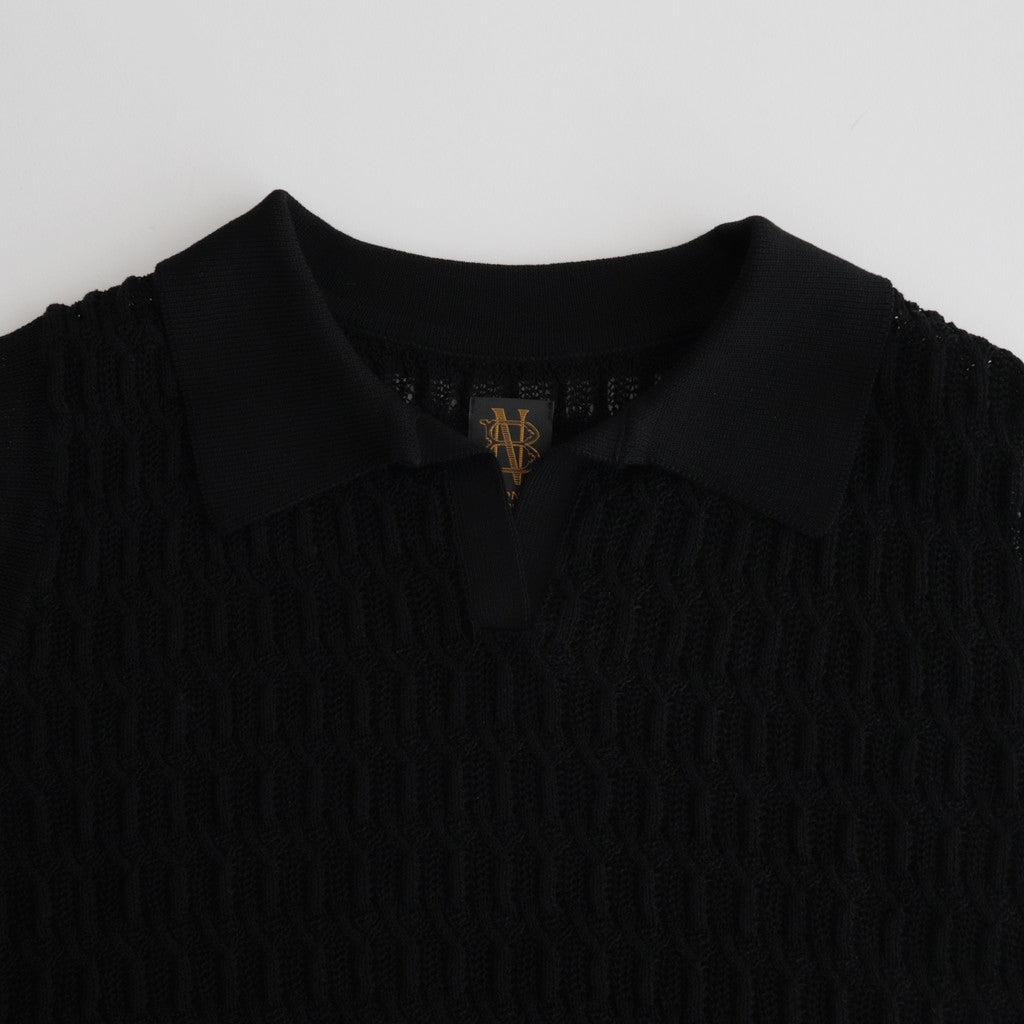 SHINE TWIST COTTON POLO SKIPPER #BLACK [BN-24SL-048]