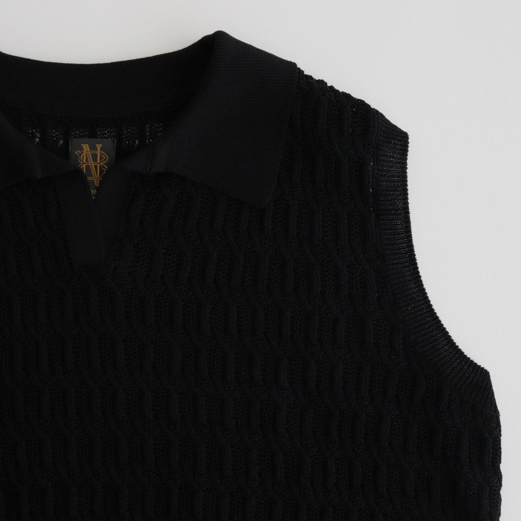 SHINE TWIST COTTON POLO SKIPPER #BLACK [BN-24SL-048]