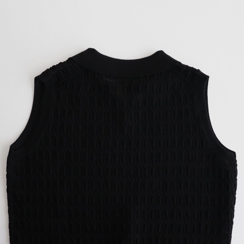 SHINE TWIST COTTON POLO SKIPPER #BLACK [BN-24SL-048]