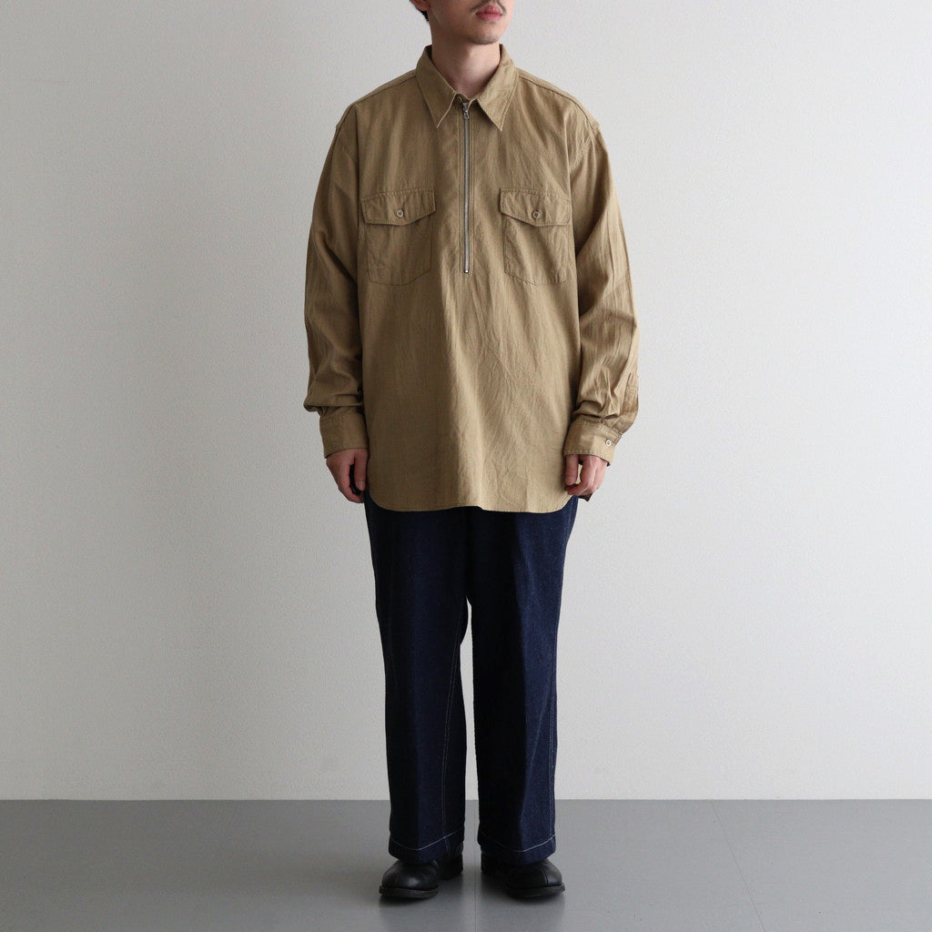 C/L HALF ZIP LS SHIRT #KHAKI BEIGE [PMAS-LS02]