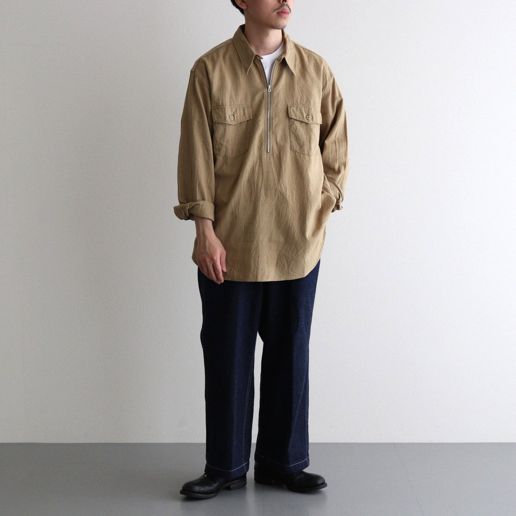 C/L HALF ZIP LS SHIRT #KHAKI BEIGE [PMAS-LS02]