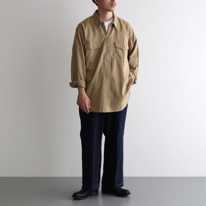 C/L HALF ZIP LS SHIRT #KHAKI BEIGE [PMAS-LS02]