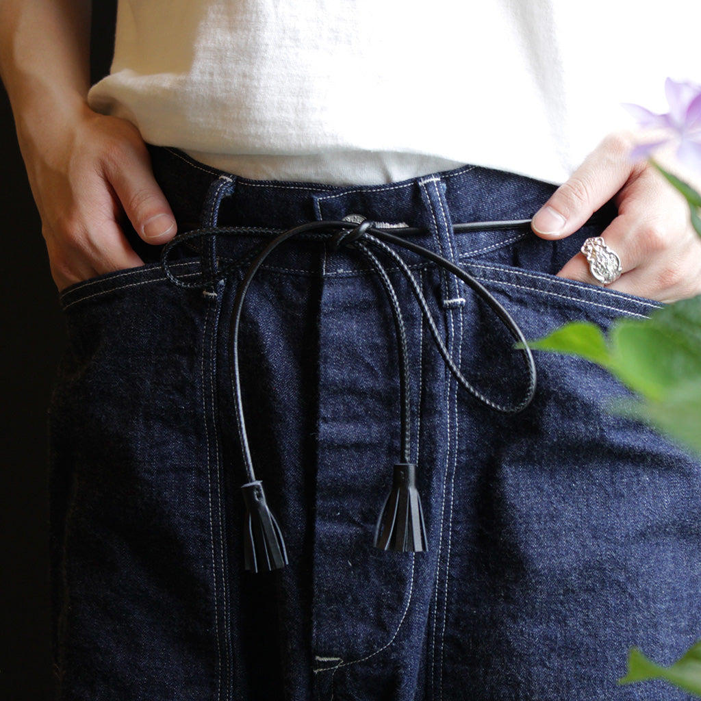 LEATHER STRING BELT #BLACK [241OJ-AC05]