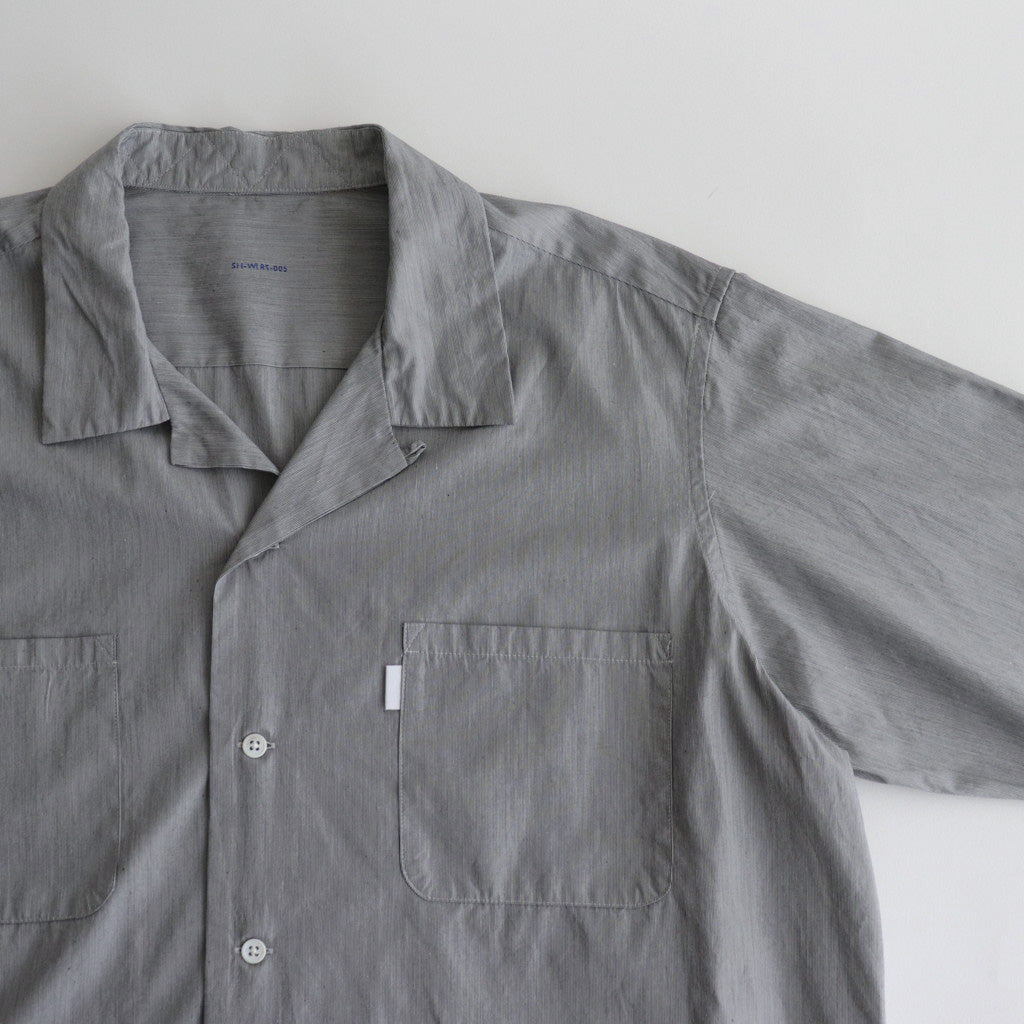 SHORT SLEEVE OPEN COLLAR SHIRT #BLACK STRIPE [SH-WLRS-005]