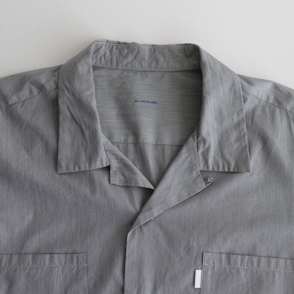 SHORT SLEEVE OPEN COLLAR SHIRT #BLACK STRIPE [SH-WLRS-005]