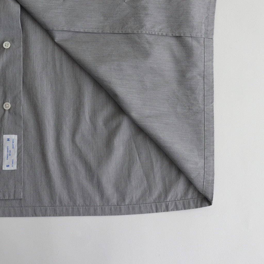 SHORT SLEEVE OPEN COLLAR SHIRT #BLACK STRIPE [SH-WLRS-005]