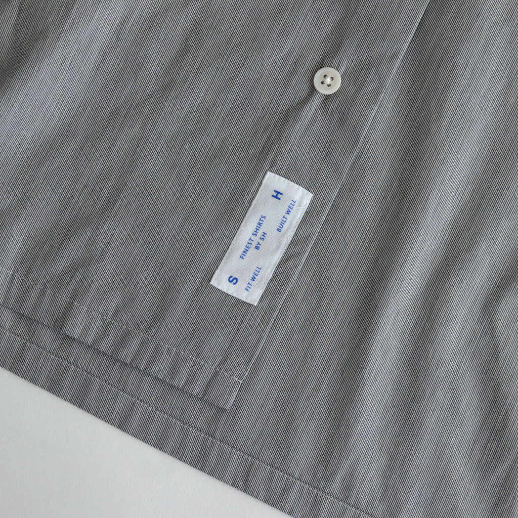 SHORT SLEEVE OPEN COLLAR SHIRT #BLACK STRIPE [SH-WLRS-005]