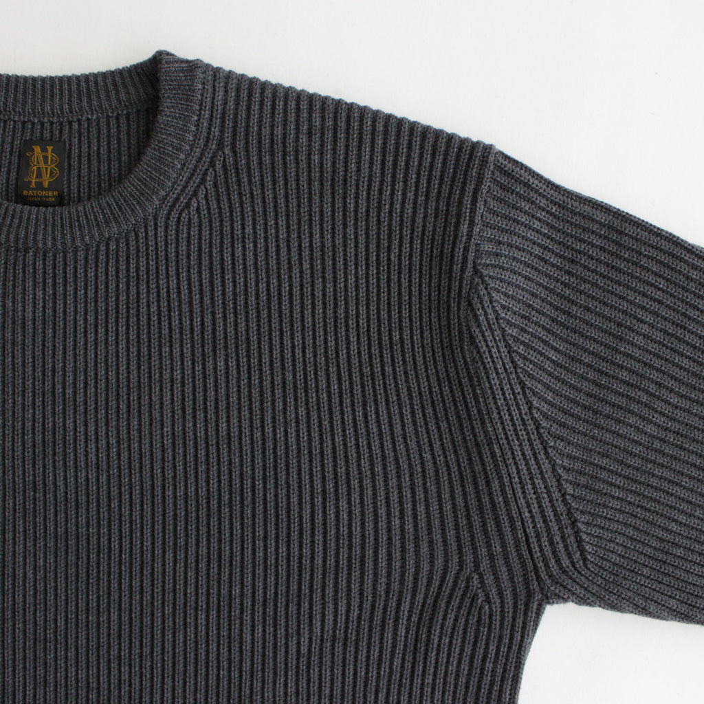 BATONER SOLID WOOL RIB CREW NECK - ニット/セーター